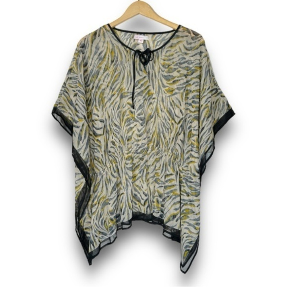 4/$20 JW Style Sheer Cinch Waist Animal Print Swim Coverup XL